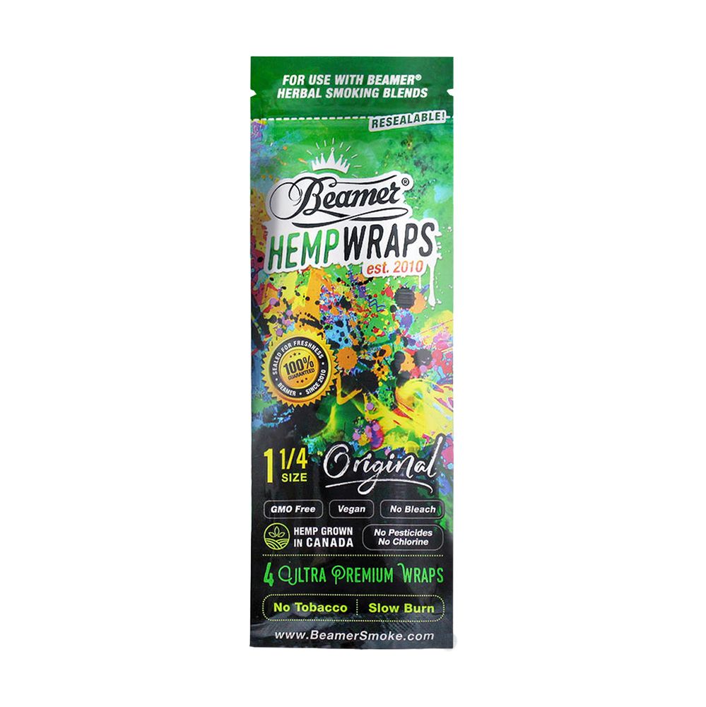 25PK DISPLAY - Beamer Ultra Premium Natural Vegan Hemp Wraps - Original / 1 1/4 / 4pc - Headshop.com