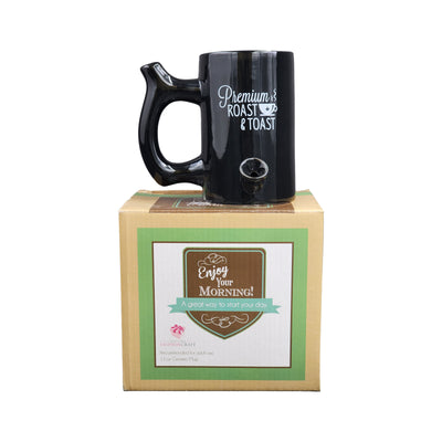 Premium Roast & Toast Mug - Shiny Black with White Print - Headshop.com