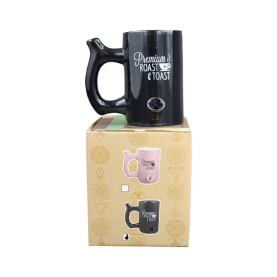 Premium Roast & Toast Mug - Shiny Black with White Print - Headshop.com