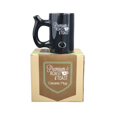 Premium Roast & Toast Mug - Shiny Black with White Print - Headshop.com