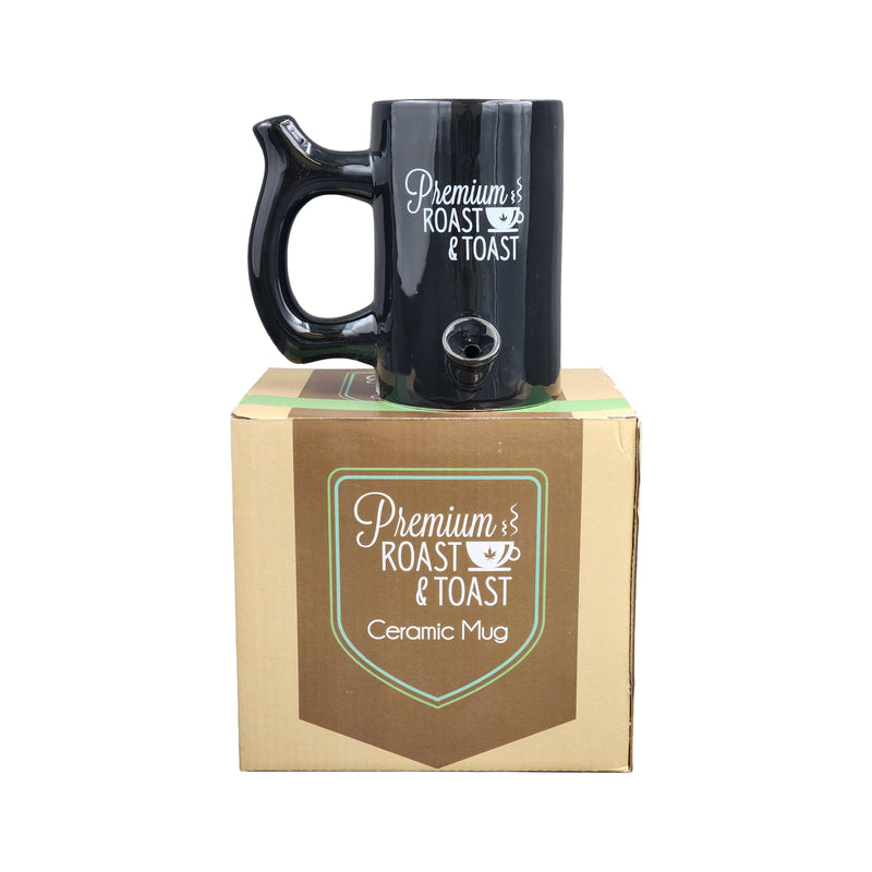 Premium roast & Toast Mug - shiny black with White print - Headshop.com