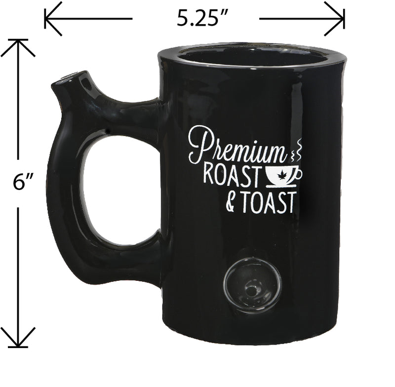 Premium Roast & Toast Mug - Shiny Black with White Print - Headshop.com