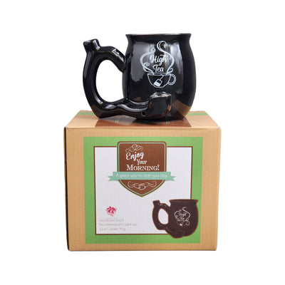High Tea single wall Mug - shiny black with white imprint - Headshop.com
