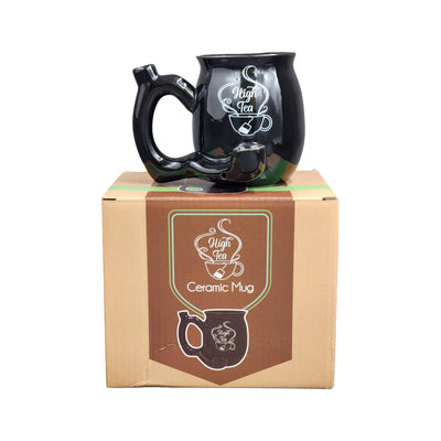 High Tea single wall Mug - shiny black with white imprint - Headshop.com