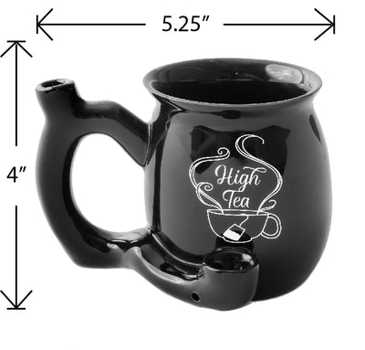 High Tea single wall Mug - shiny black with white imprint - Headshop.com