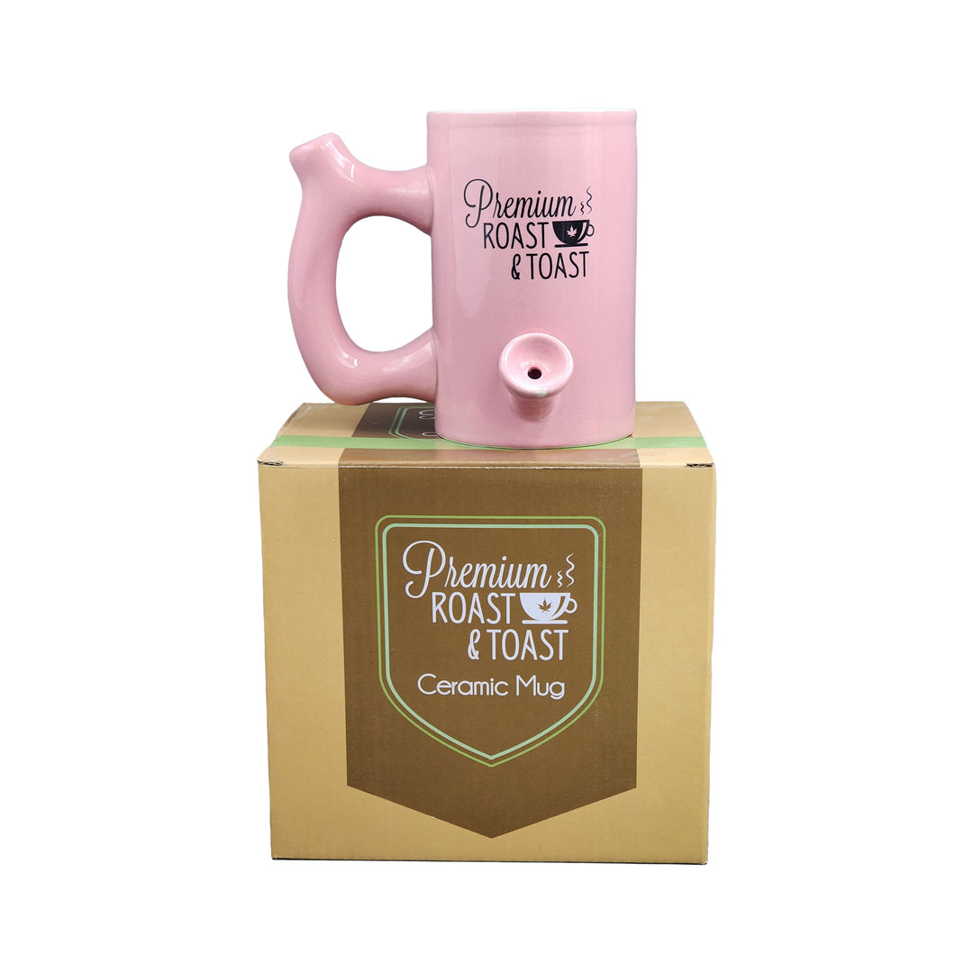 Pink roast & Toast mug with black logo - Headshop.com
