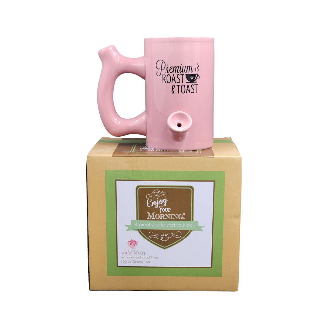 Pink roast & Toast mug with black logo - Headshop.com