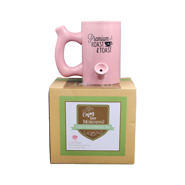 Pink roast & Toast mug with black logo - Headshop.com