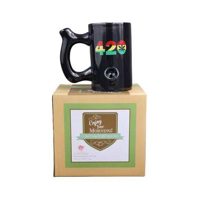 420 Mug - Black Mug with Rasta Colors - Headshop.com