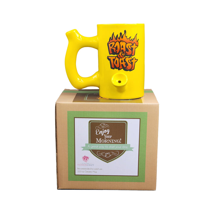 Yellow Roast & toast mug with flames - Headshop.com