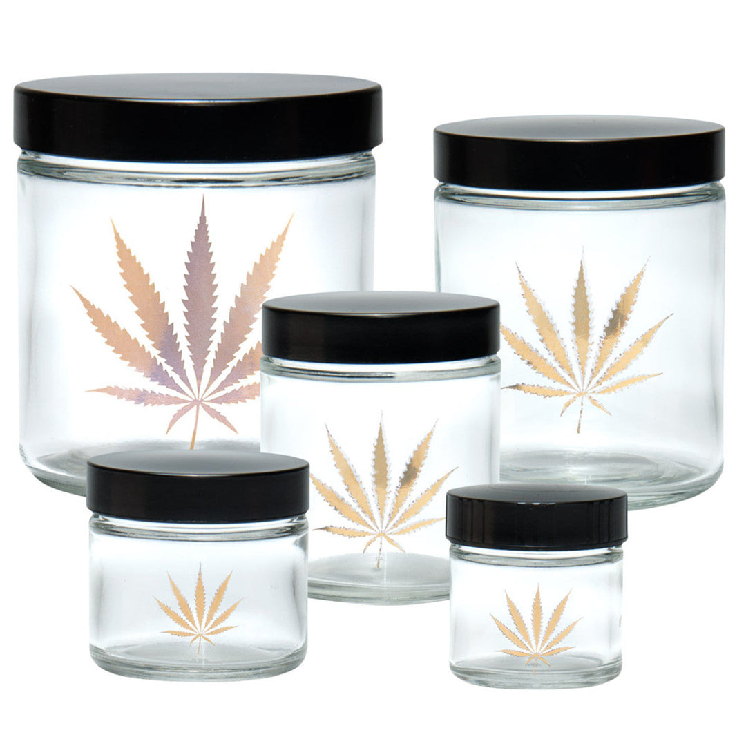 JR979 420 Science Clear Screw Top Jar - Gold Leaf - Headshop.com