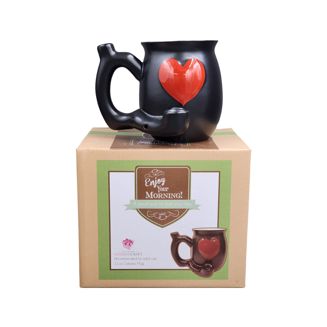 Embossed Red Heart Mug - White Inside - Headshop.com