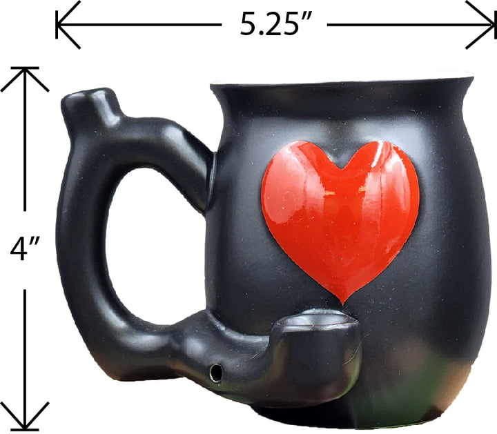 Embossed Red Heart Mug - White Inside - Headshop.com