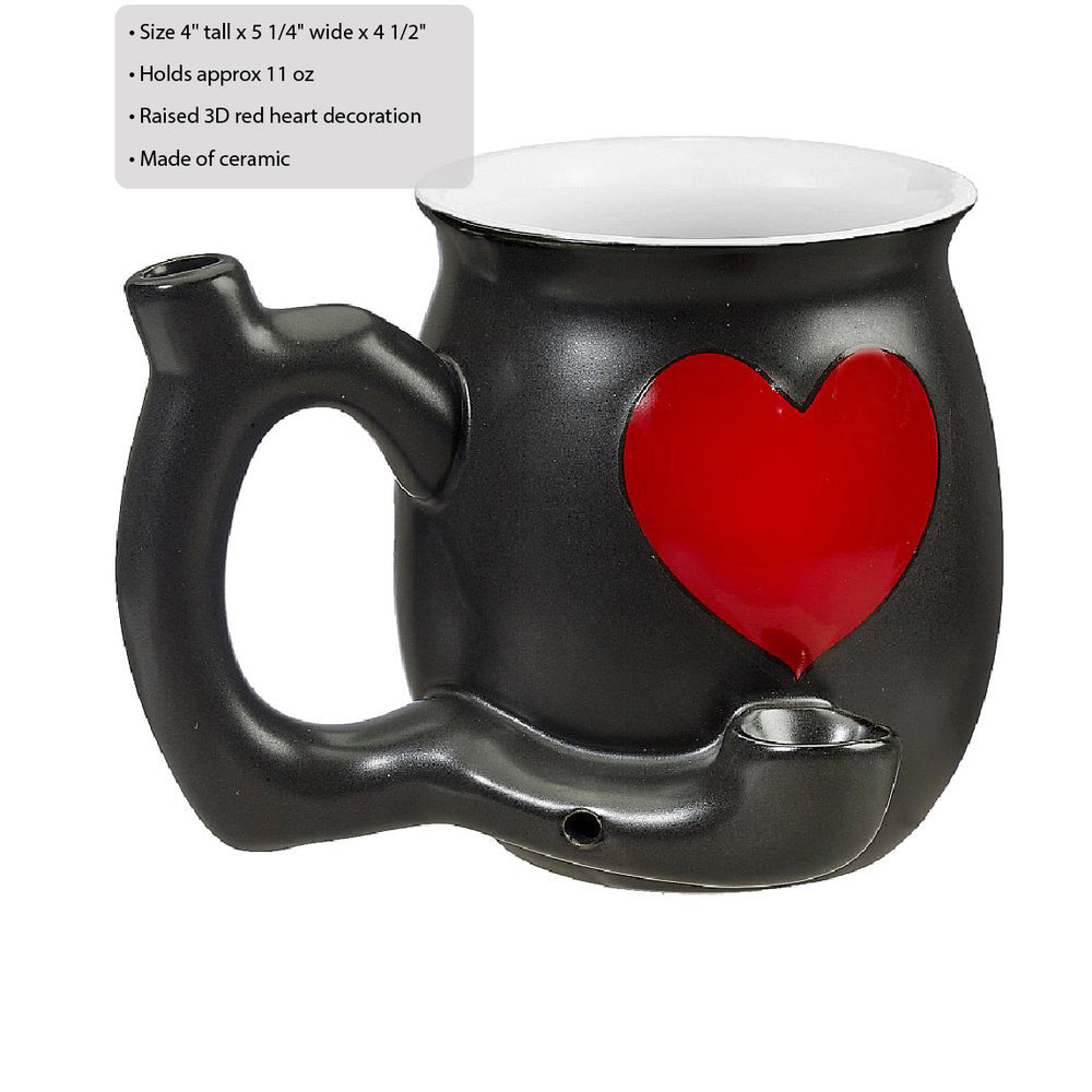 Embossed Red Heart Mug - White Inside - Headshop.com