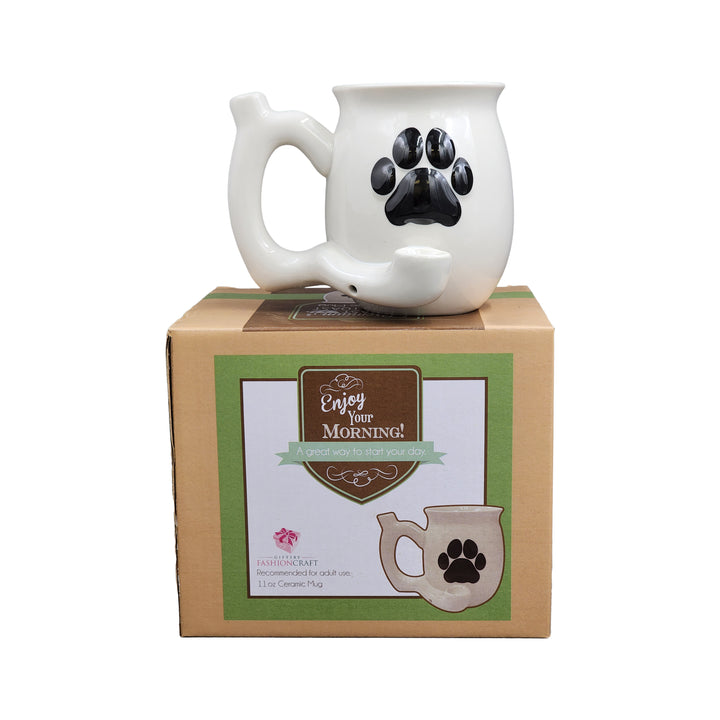 Dog Paw Mug - White with Black Paw - Headshop.com