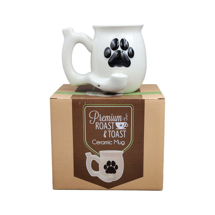 Dog Paw Mug - White with Black Paw - Headshop.com