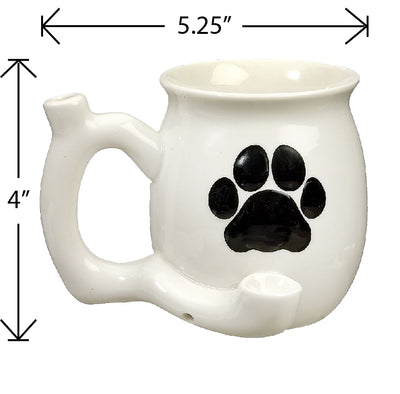 Dog Paw Mug - White with Black Paw - Headshop.com