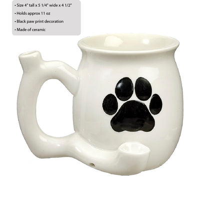 Dog Paw Mug - White with Black Paw - Headshop.com