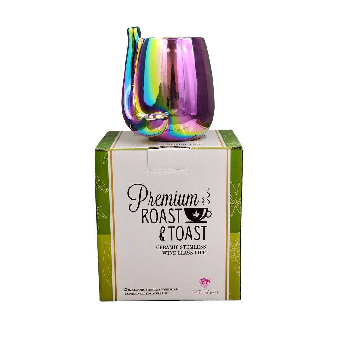 Iridescent Stemless Wine Glass Pipe - Headshop.com