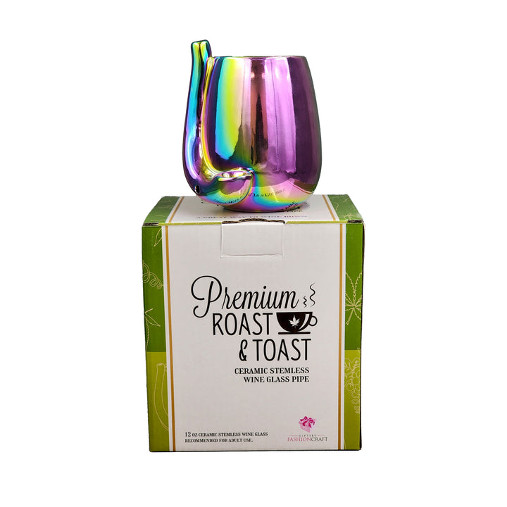 Iridescent Stemless Wine Glass Pipe - Headshop.com