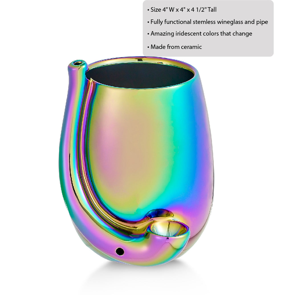 Iridescent Stemless Wine Glass Pipe - Headshop.com