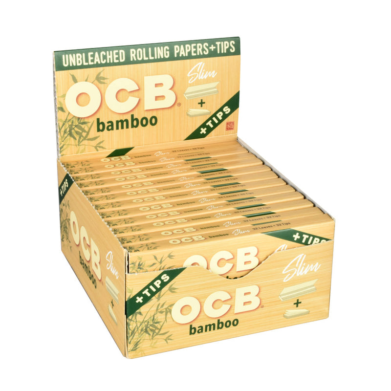 OCB Bamboo Rolling Papers with Tips | 24pc Display - Headshop.com