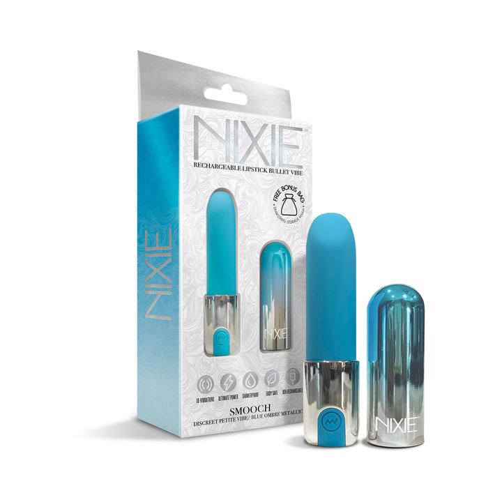 Nixie Smooch Rechargeable Lipstick Vibrator Blue Ombre - Headshop.com