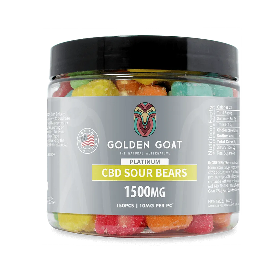 Platinum CBD Gummies 1500mg - Sour Bears - Headshop.com