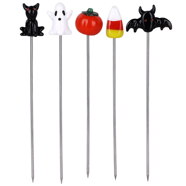 5CT BUNDLE - Halloween Glass Hairpin Poker Tool - 5" / Assorted Designs