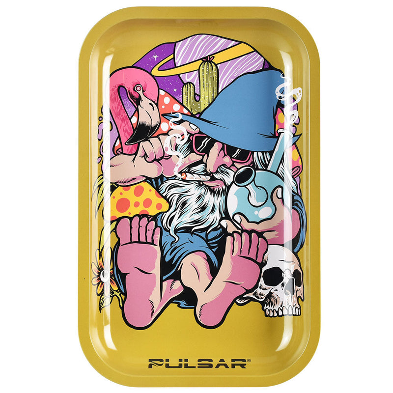 Pulsar Metal Rolling Tray - 11"x7" / Flamingo Wizard - Headshop.com