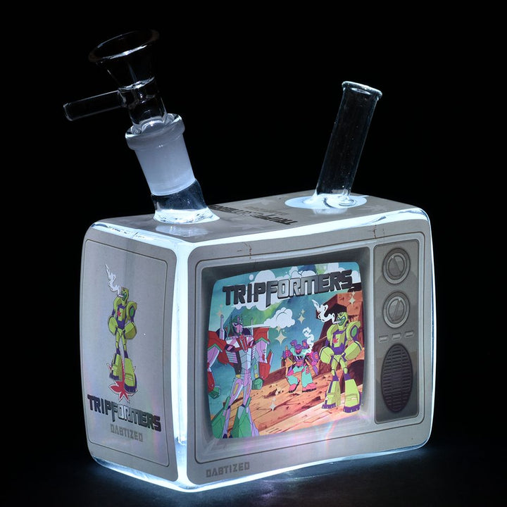 Dabtized Trippie Vision Retro TV Glass Water Pipe - 5" / 14mm F / Designs Vary - Headshop.com