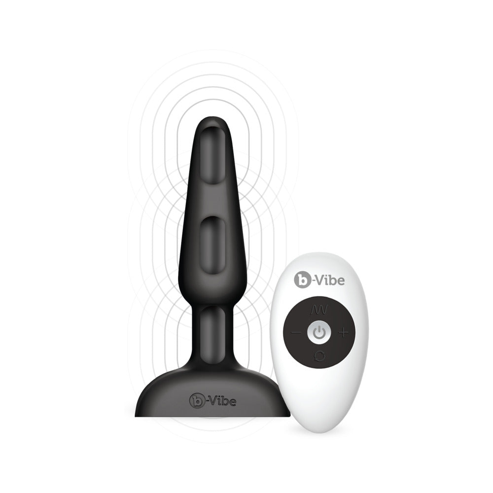 b-Vibe Trio Rechargeable Remote-Controlled Triple-Motor Vibrating Silicone Anal Plug Black - Headshop.com