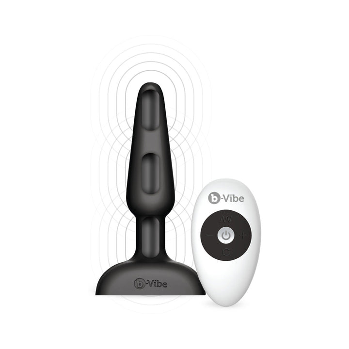 b-Vibe Trio Rechargeable Remote-Controlled Triple-Motor Vibrating Silicone Anal Plug Black - Headshop.com