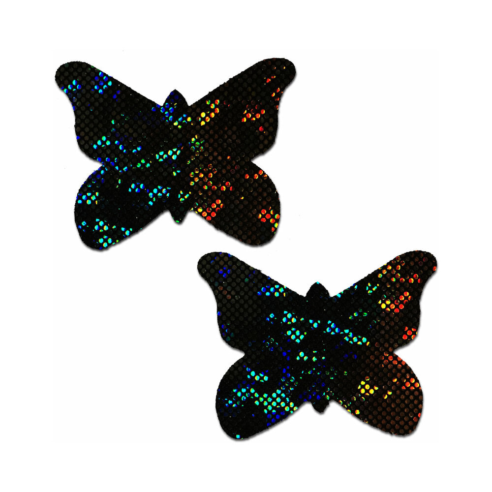 Pastease Butterfly: Shattered Glass Disco Ball Glitter Black Butterflies Nipple Pasties - Headshop.com