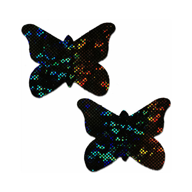 Pastease Butterfly: Shattered Glass Disco Ball Glitter Black Butterflies Nipple Pasties - Headshop.com