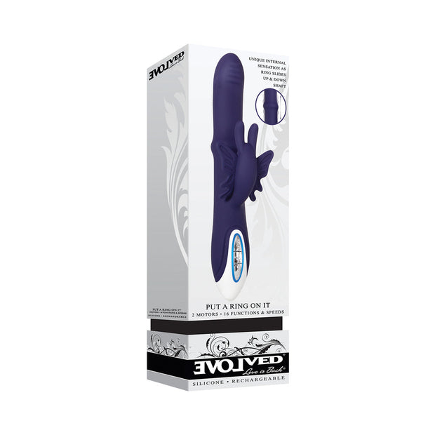 Evolved Put A Ring On It Rechargeable Silicone Dual Stimulator Blue - Headshop.com