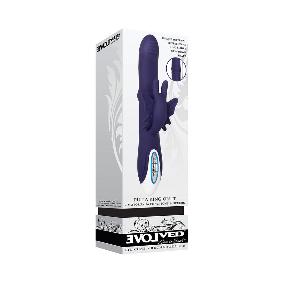 Evolved Put A Ring On It Rechargeable Silicone Dual Stimulator Blue - Headshop.com