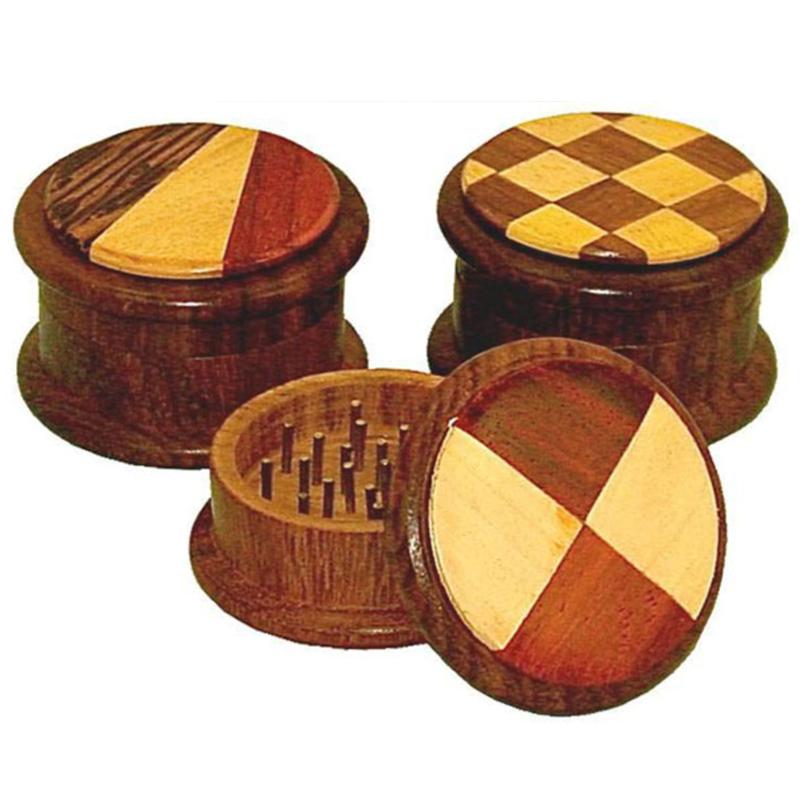 Round Wood Herb Grinder | 2pc - Headshop.com