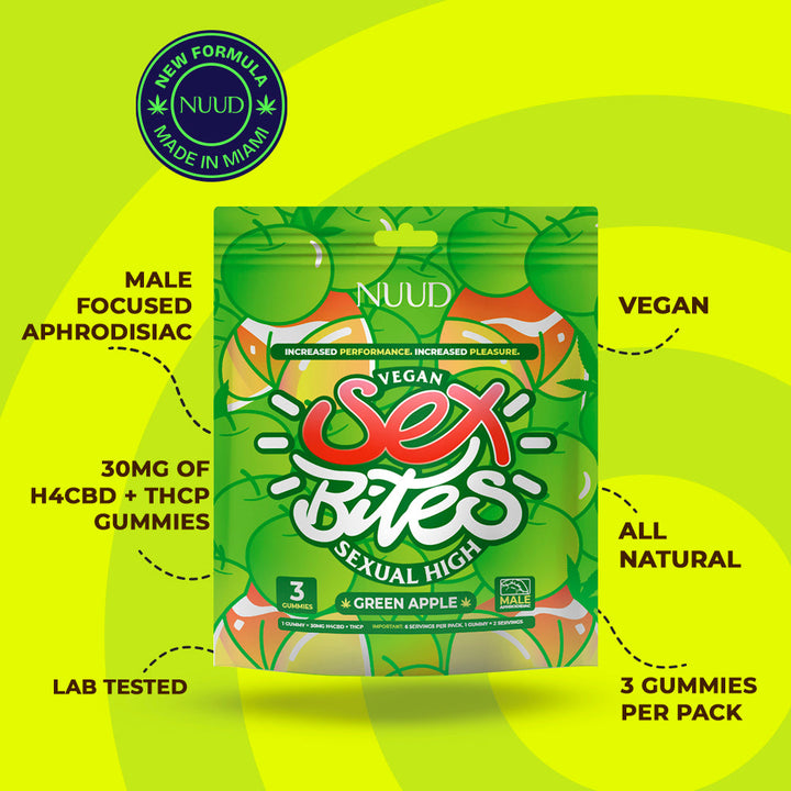 NUUD Sex Bites Male Aphrodisiac Gummies Sour Apple - Headshop.com