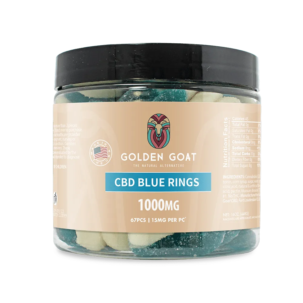 CBD Gummies 1000MG - Blue Raspberry Rings - Headshop.com