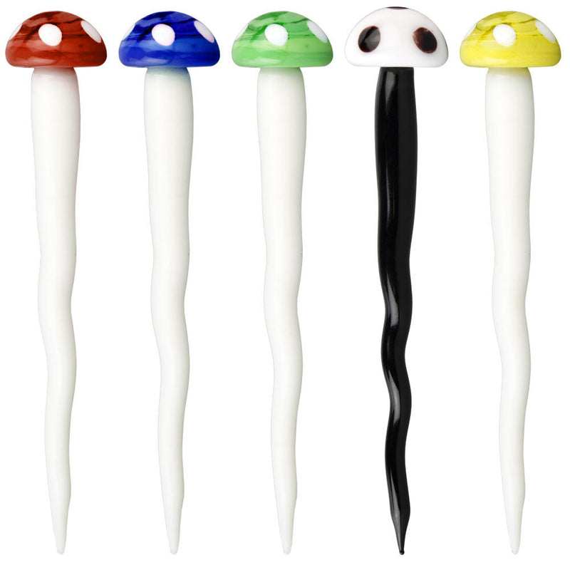 Toadstool Mushroom Twisted Glass Dab Tool - 5" / Colors Vary - Headshop.com
