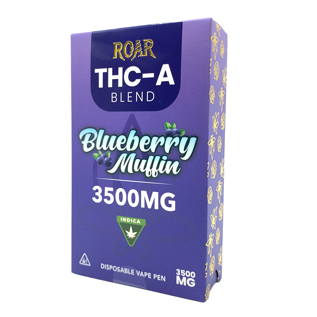 Roar THC-A Blend Disposable Vape 3500MG - Blueberry Muffin (Indica) - Headshop.com