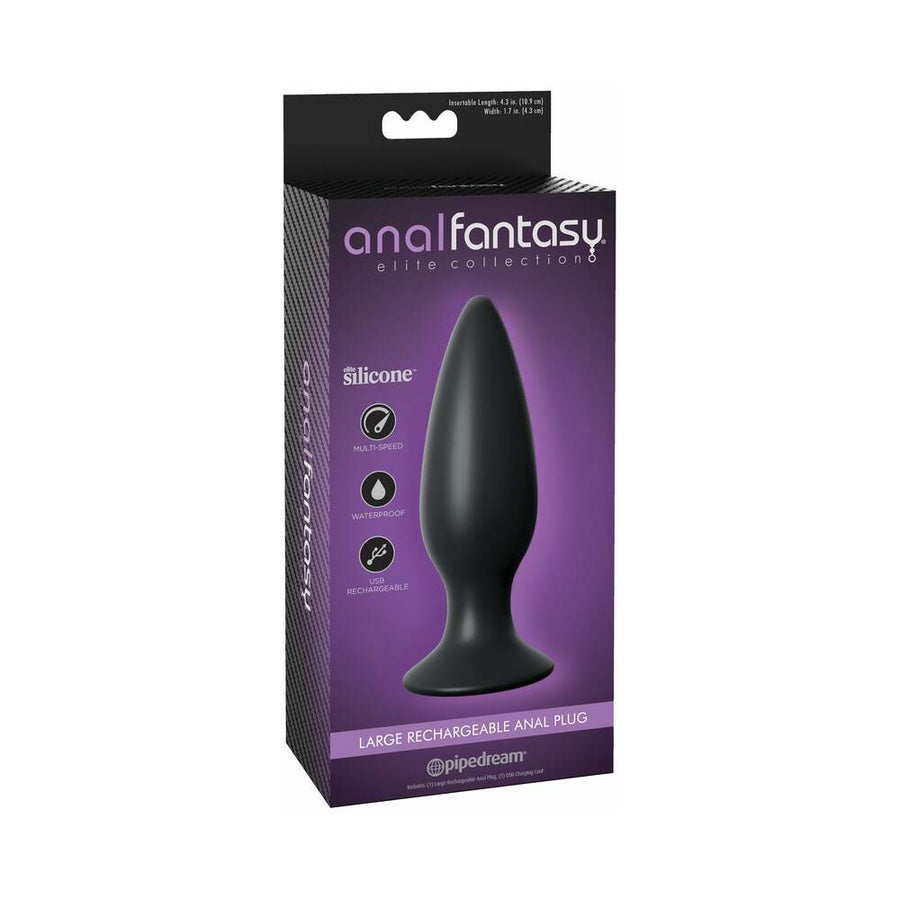 Pipedream Anal Fantasy Elite Collection Large Rechargeable Vibrating Silicone Anal Plug Black - Headshop.com