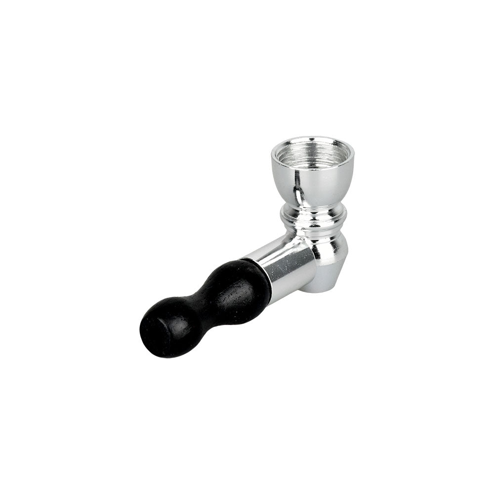 30PC JAR - Mini Metal Hand Pipe w/ Wooden Mouthpiece - 2" / Assorted Colors - Headshop.com