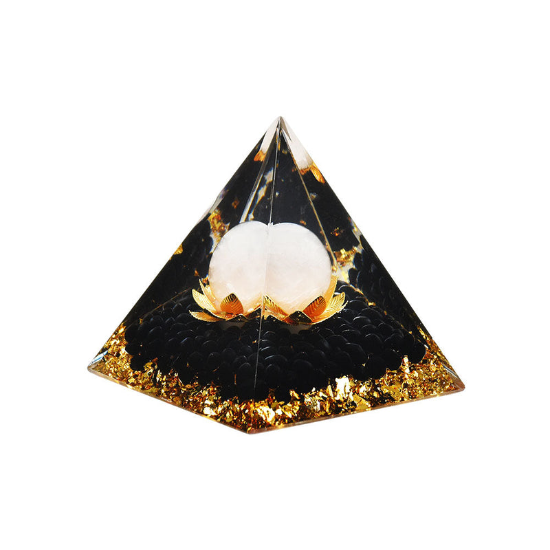 Lotus Flower w/ White Moon Orgonite Pyramid - 2.5" - Headshop.com