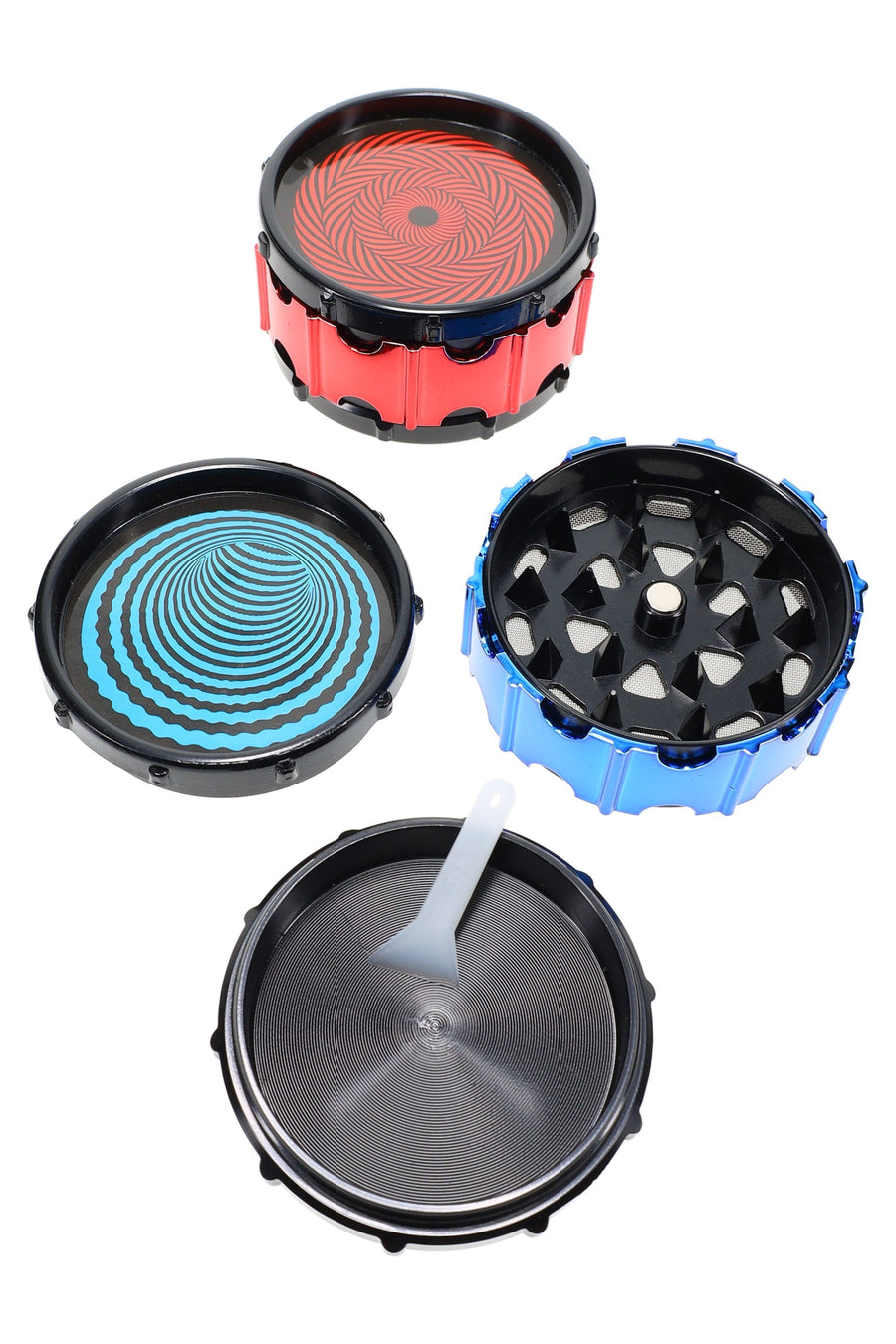 Hypnotic Design 3-Part Metal Herb Grinder “HypnoSpin” – 2″ – Assorted Colors - Headshop.com