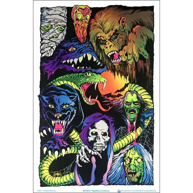 Nightmare Creatures Flocked Blacklight Poster - 23"x35" - Headshop.com