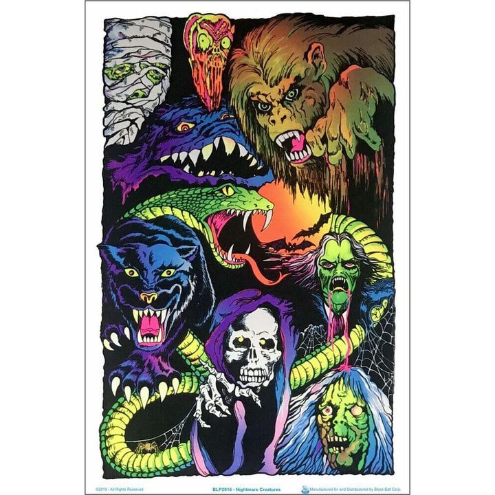 Nightmare Creatures Flocked Blacklight Poster - 23"x35" - Headshop.com