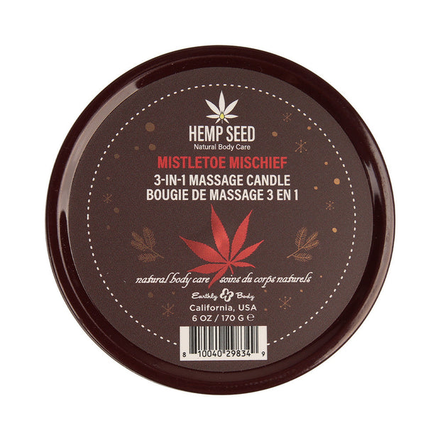 Earthly Body Hemp Seed 3-in-1 Massage Candle Mistletoe Mischief 6 oz. - Headshop.com