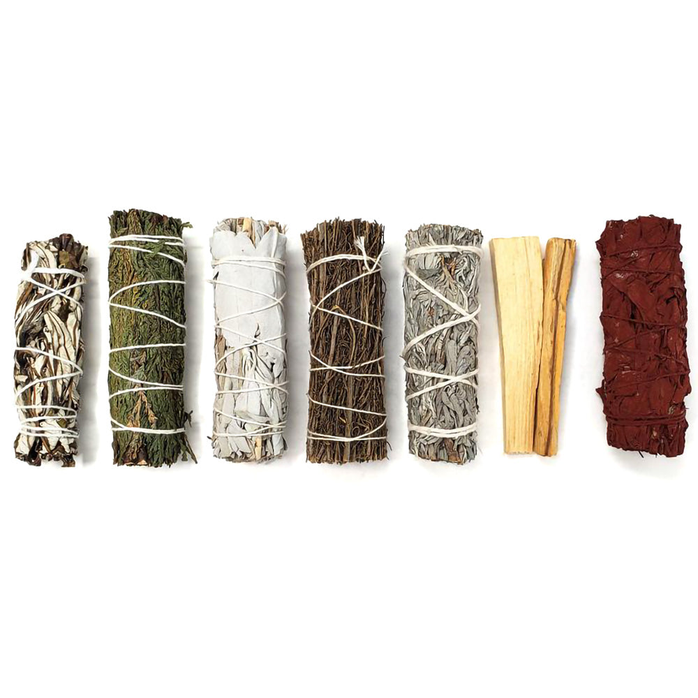 7PC SET - Sage Smudging Sampler - 4" / Assorted - Headshop.com